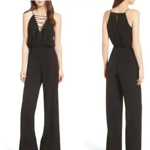 WAYF‎ Black Lace Up Jumpsuit NWOT - Picture 1 of 13